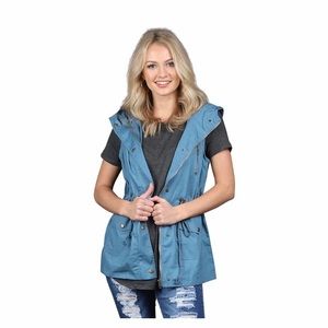 New hooded vest - in a beautiful “Denim Blue”.